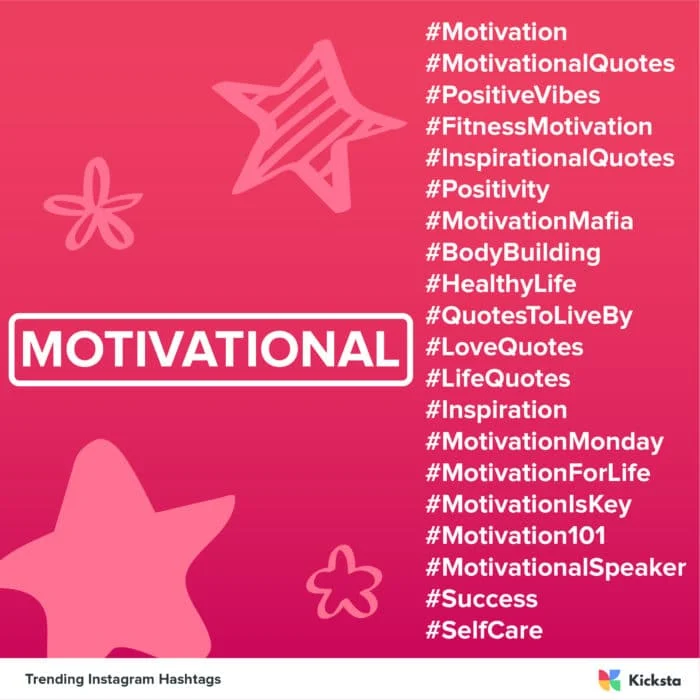 tableau des hashtags de motivation