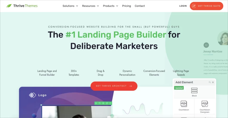 Bestes WordPress-Landingpage-Plugin: 7. Thrive Architect