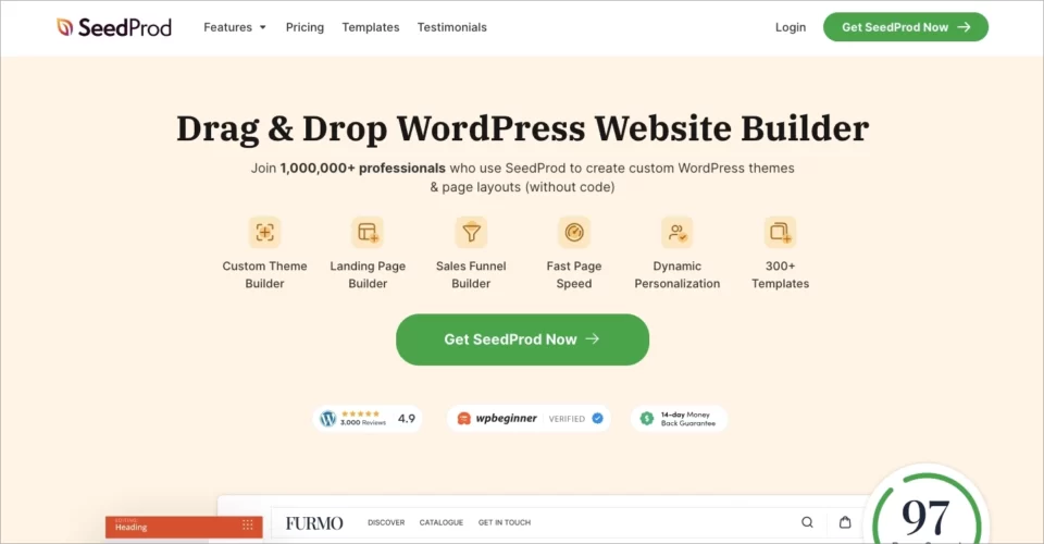 ปลั๊กอิน WordPress Landing Page ที่ดีที่สุด: 3. SeedProd