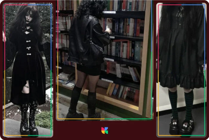 estética gótica no Instagram, roupas pretas