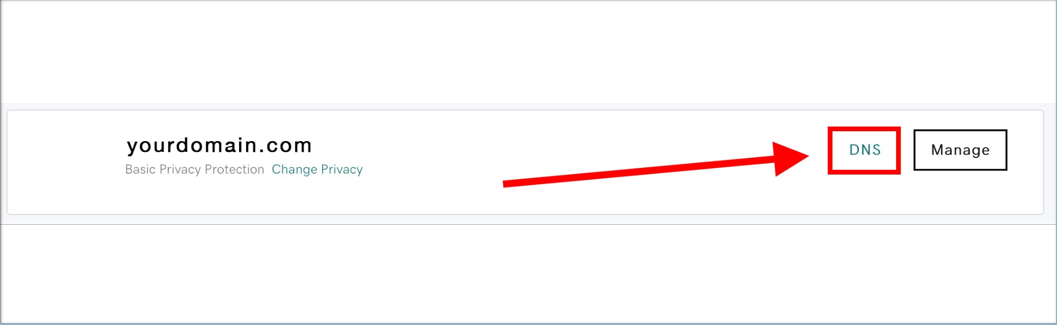 GoDaddy 中的 DNS 管理菜单