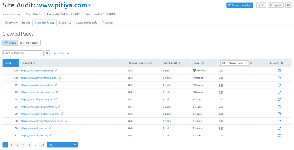 クロールされたページ-semrush-site-audit