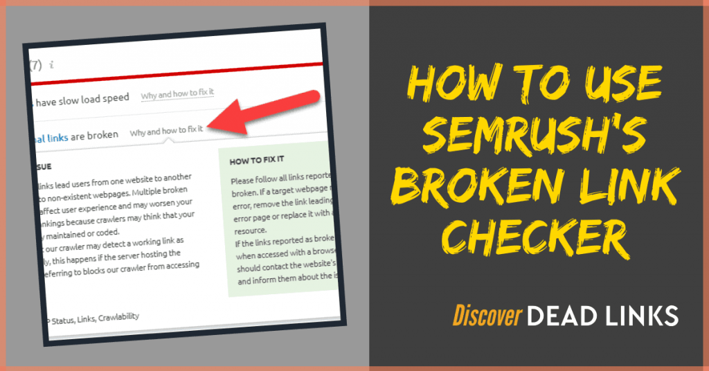 ظهرت Semrush رابط المدقق المكسور