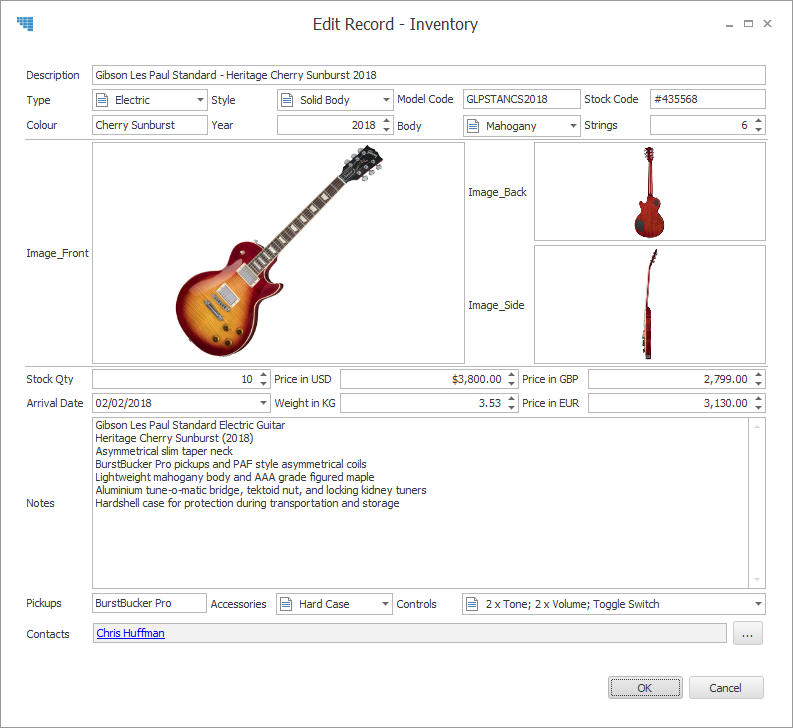 Capture d'écran du modèle de tableaux personnalisés d'inventaire de produits