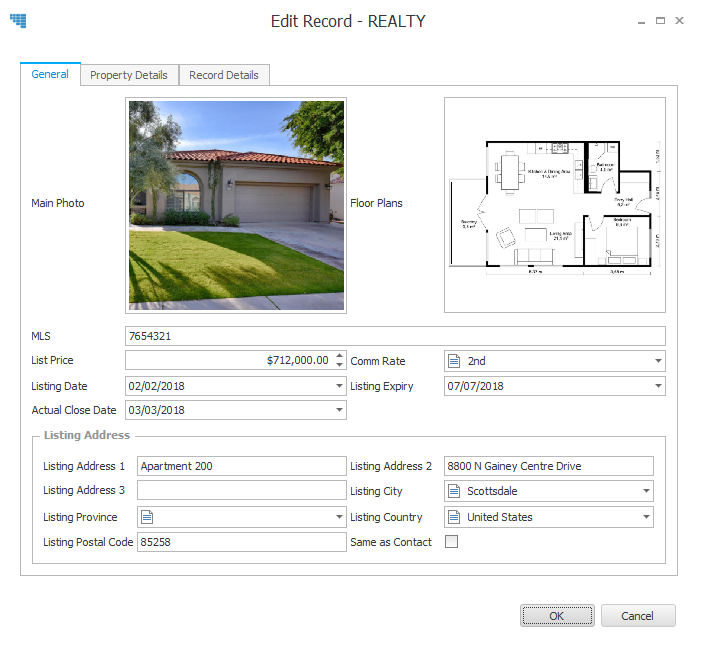 capture d'écran d'un modèle immobilier