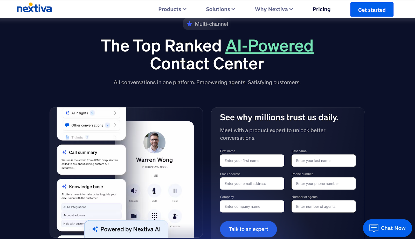 Contact center con tecnologia AI di Nextiva