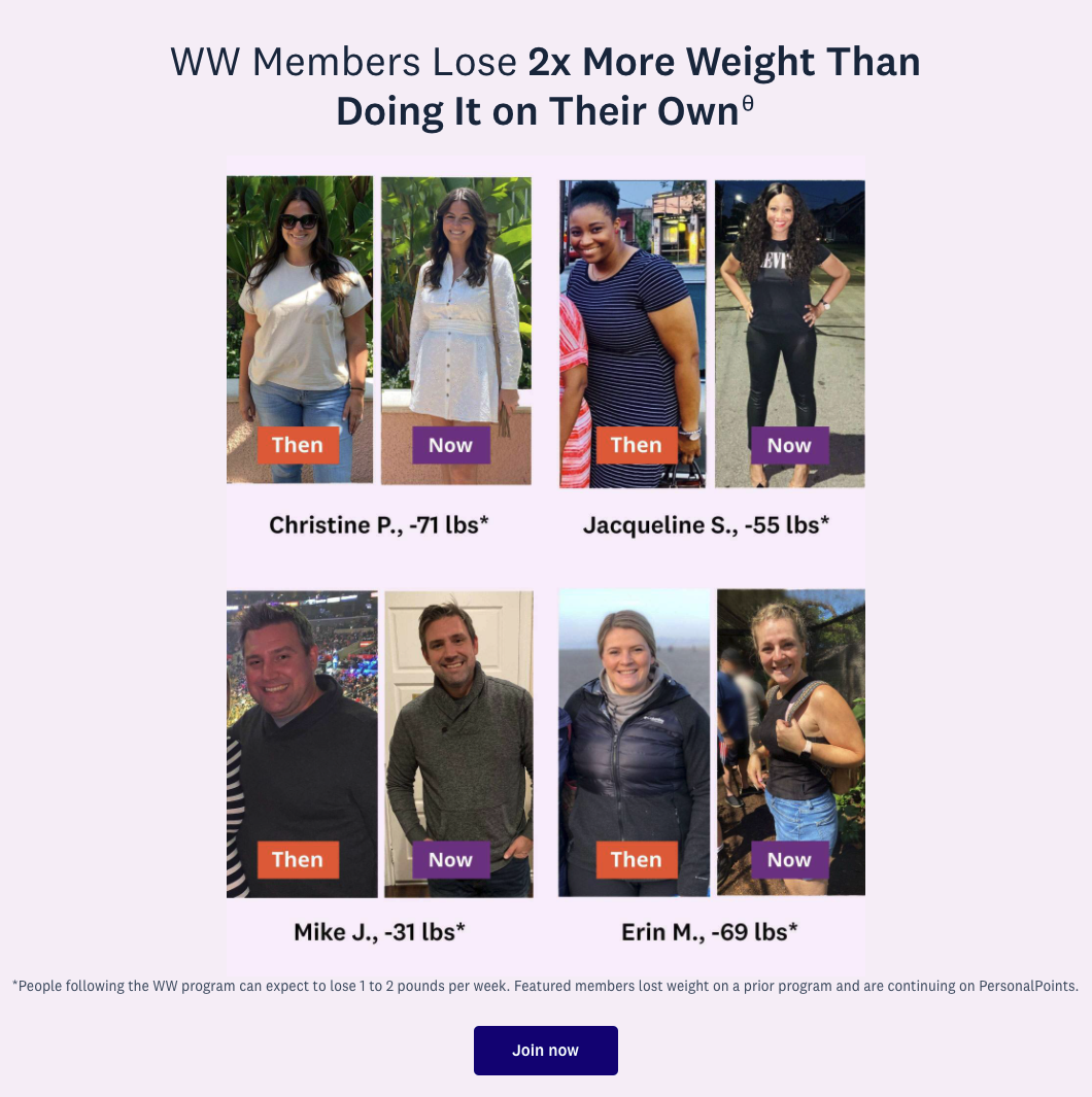 Bukti sosial Weight Watchers