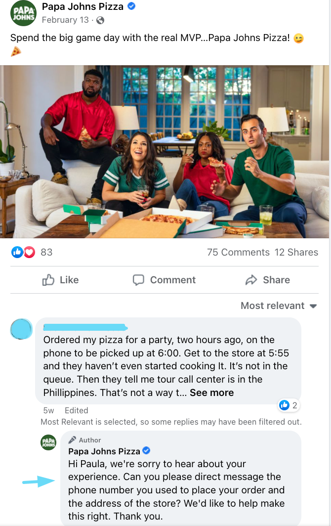 Bukti sosial Papa Johns