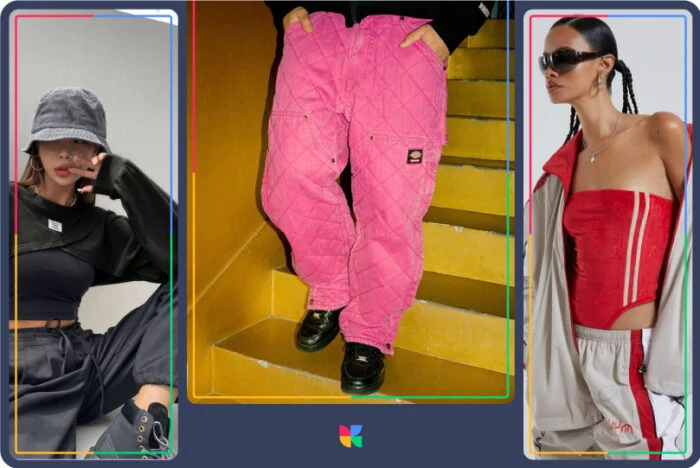 Estética streetwear: pantalones Dickie holgados rosas