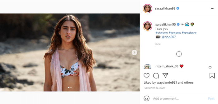 modèles Instagram de Sara Alikhan