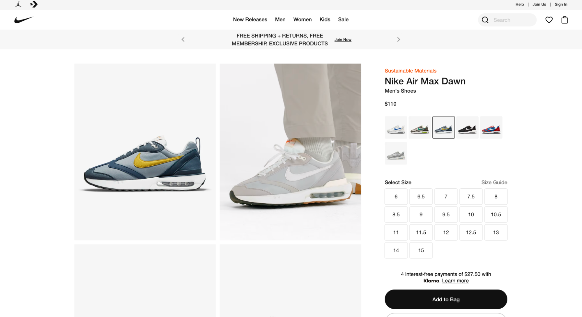 halaman produk Nike