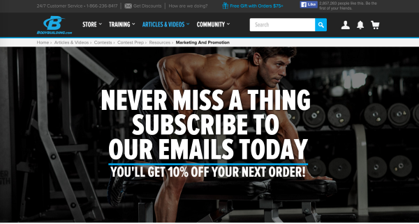 Halaman arahan Bodybuilding.com