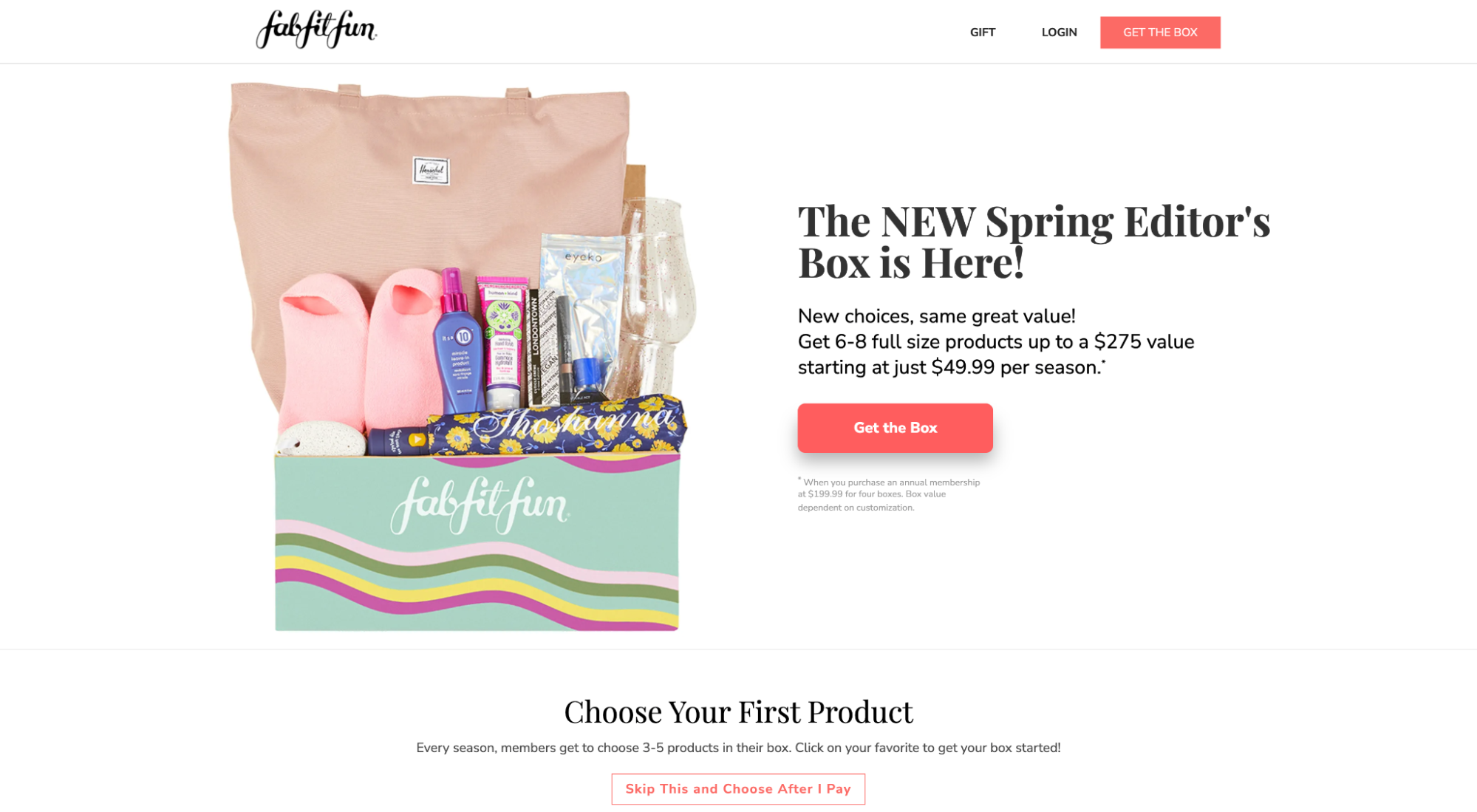 Halaman arahan checkout tunggal FabFitFun