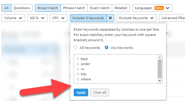 sertakan-filter-semrush-keyword-magic-tool