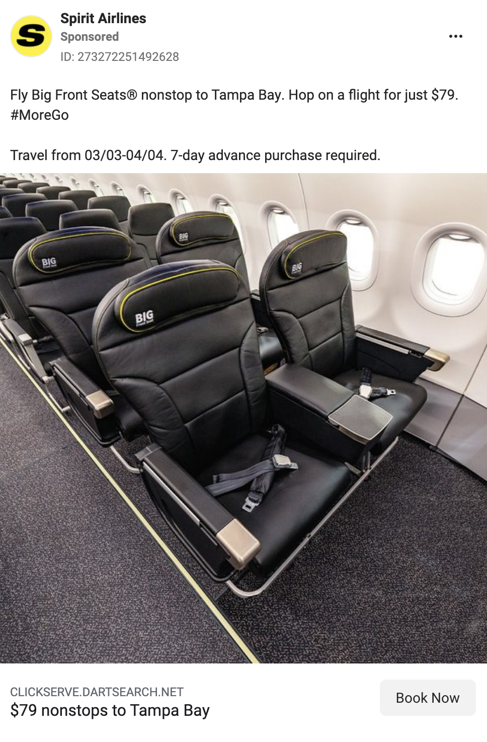 スピリット航空のFacebook広告