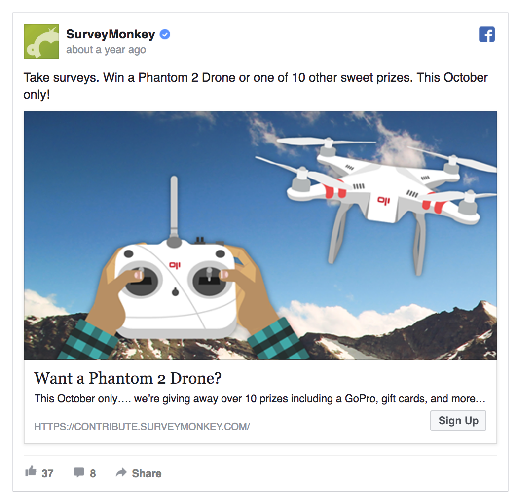 Iklan Facebook SurveyMonkey