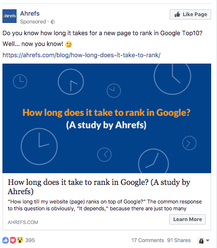 Iklan Facebook Ahrefs