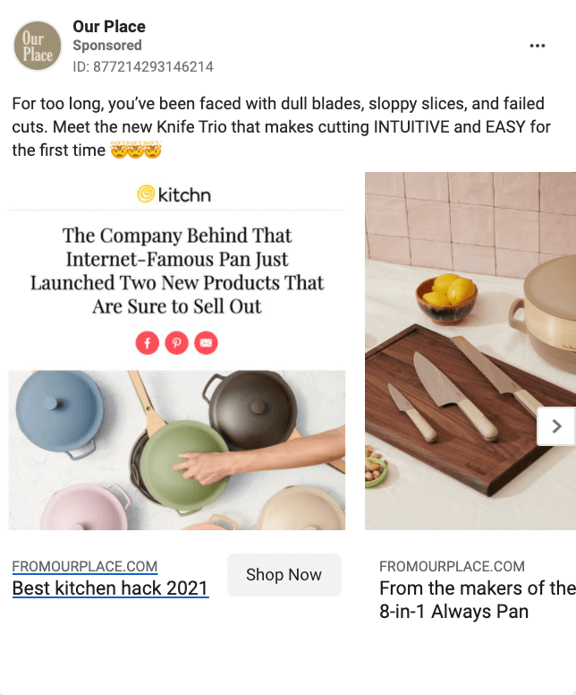 Our Place Facebook ad