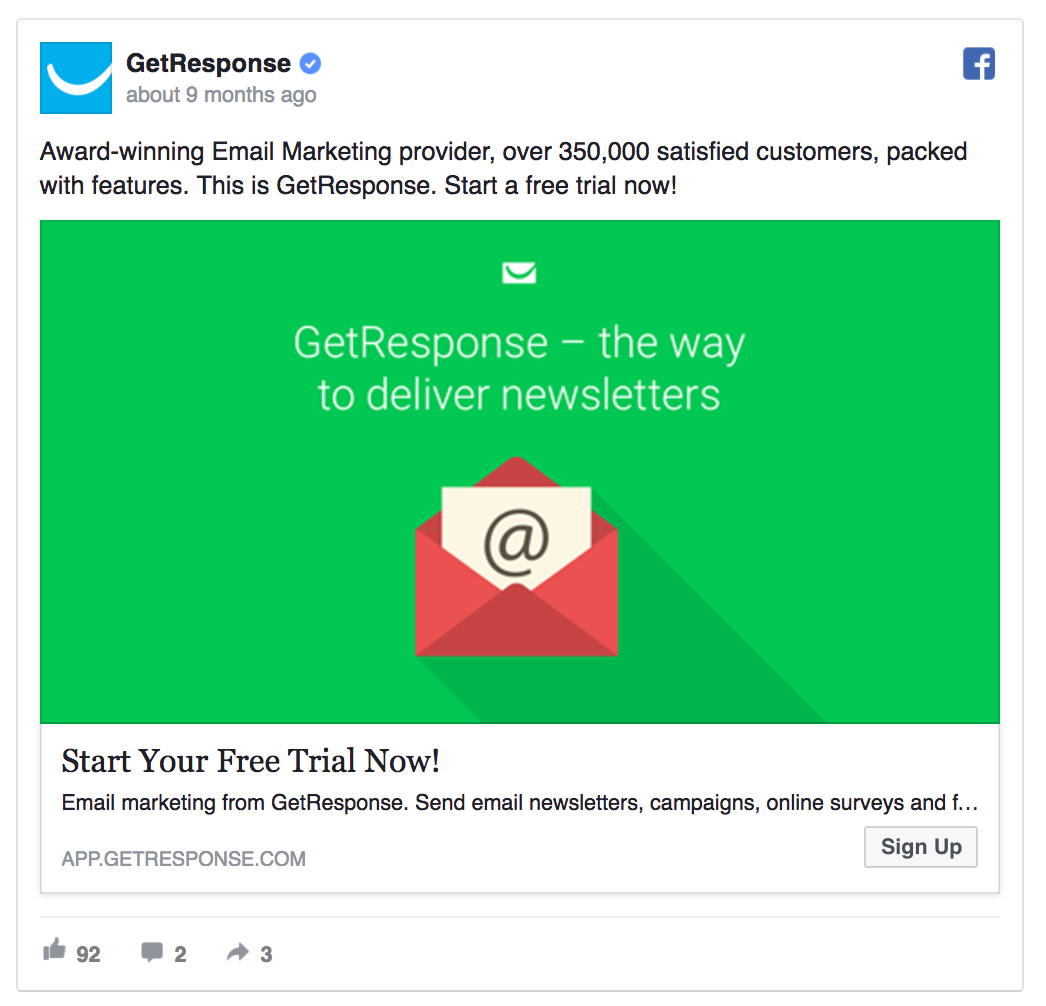 Iklan Facebook GetResponse