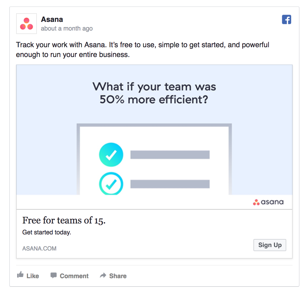 Iklan Facebook Asana