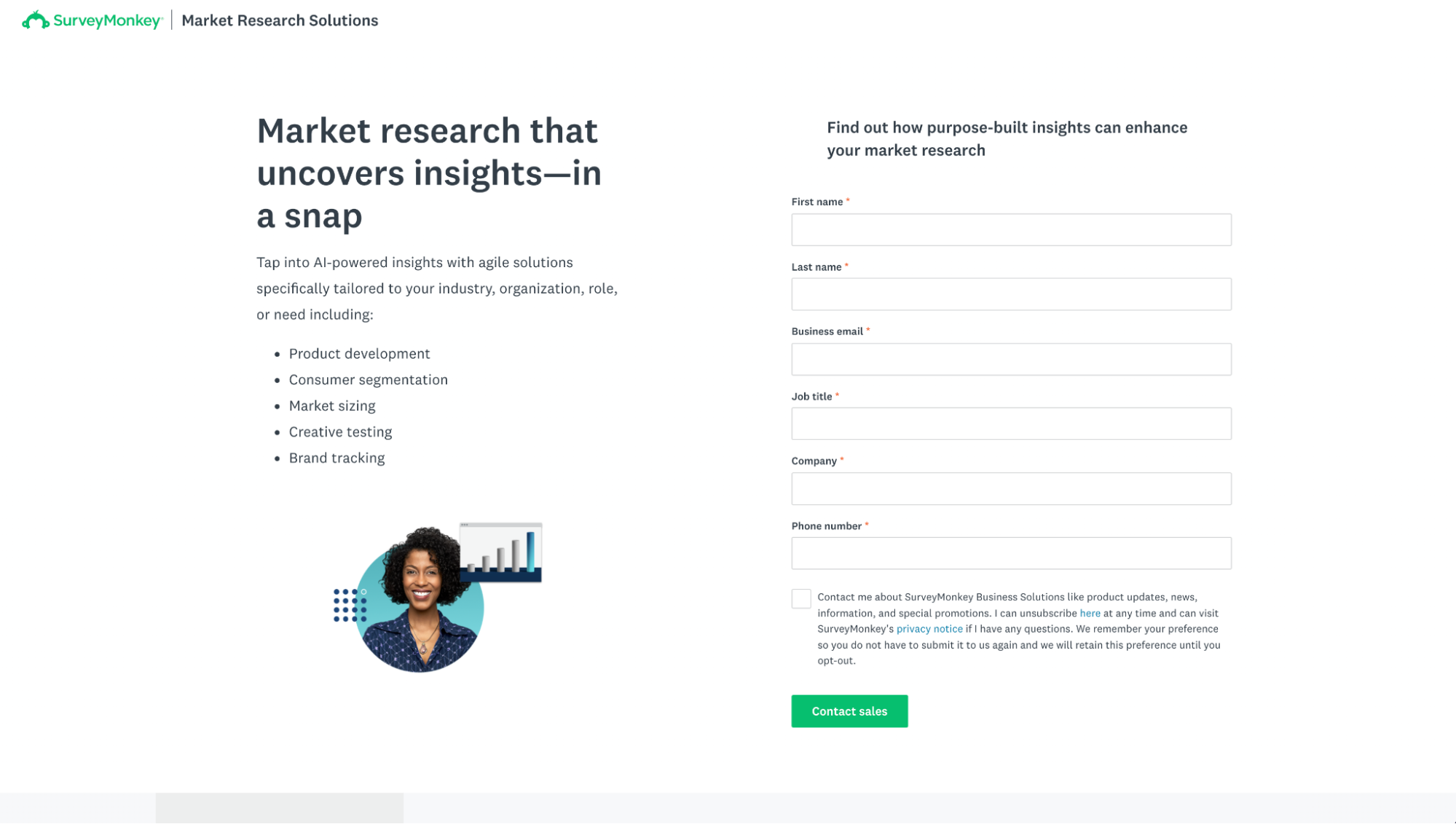 SurveyMonkeyランディングページのヒーローショット