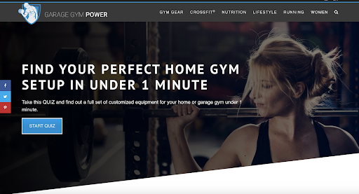 Сайт партнерской программы Amazon: домашняя страница Garage Gym Power
