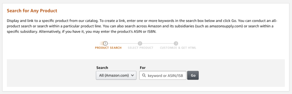 Поиск любого товара на Amazon