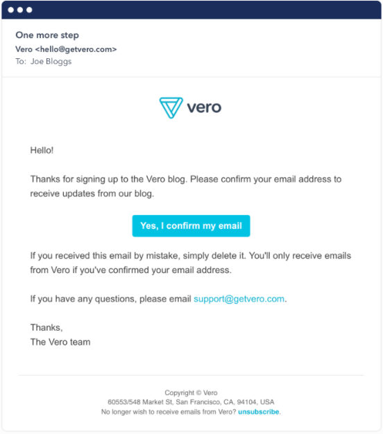 Vero_Beispiel Vero-Double-Opt-In-email-campaign