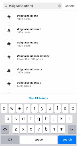 Căutare de hashtag Instagram promovează cu instagram