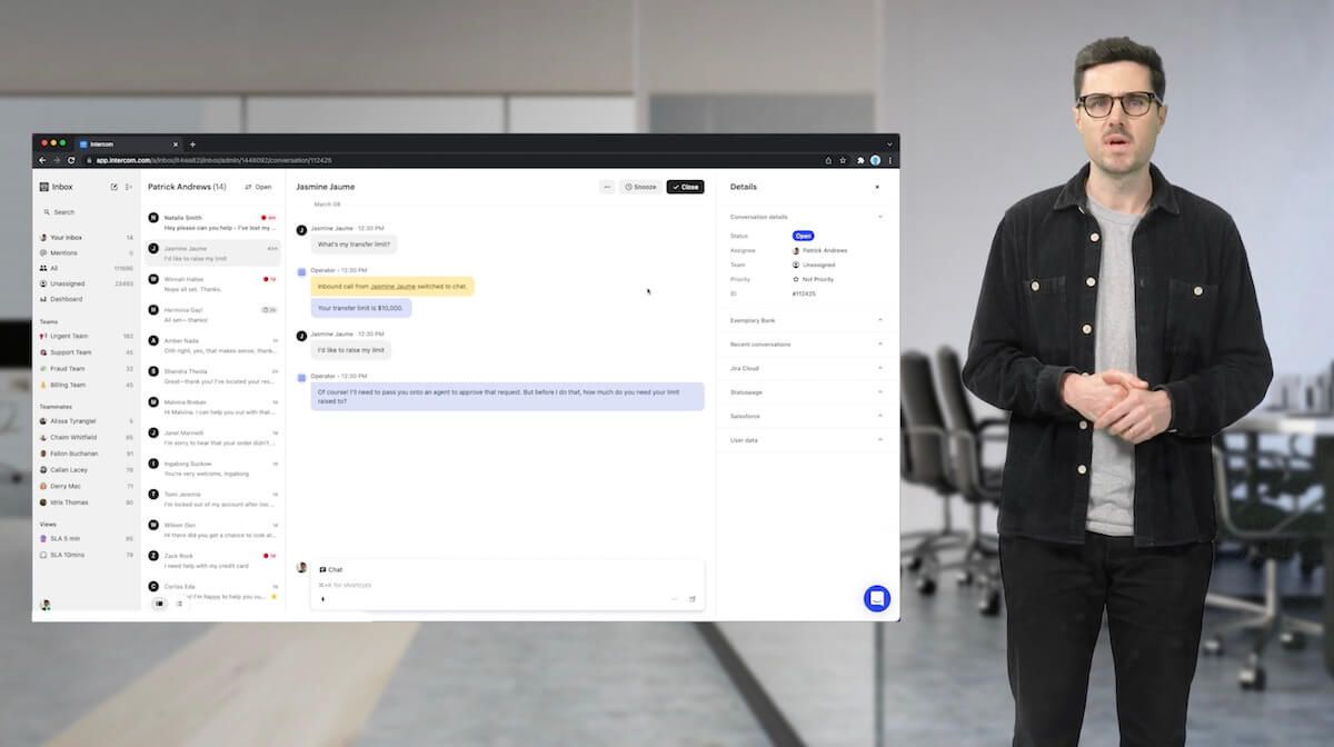 Caixa de entrada de última geração de Patrick Andrews Novo na Intercom