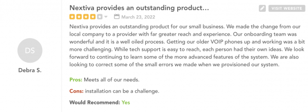 Nextiva recensisce un prodotto eccezionale per la nostra piccola impresa