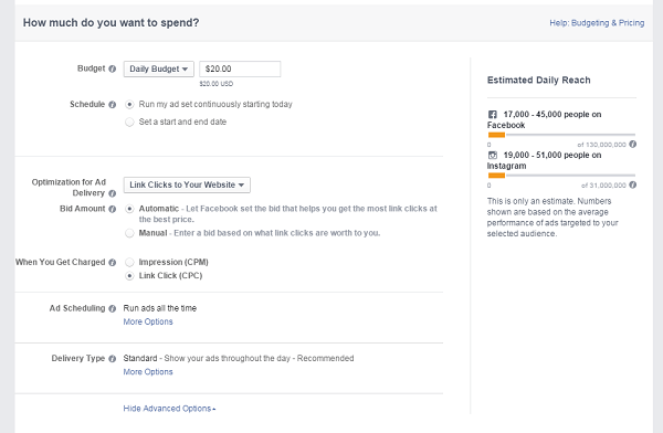 anúncios fb selecione o lance correto