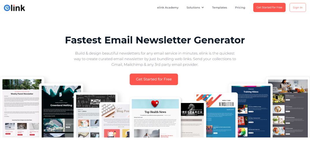 Elink.io: Pembuat buletin email