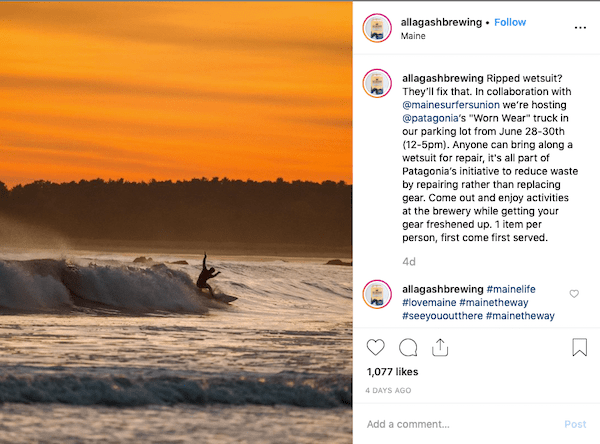 allagash 酿造缅因州海洋 instagram 帖子