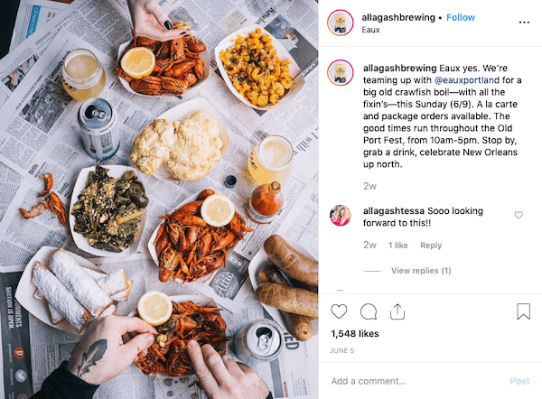 allagash 酿造食品和啤酒 instagram 营销帖