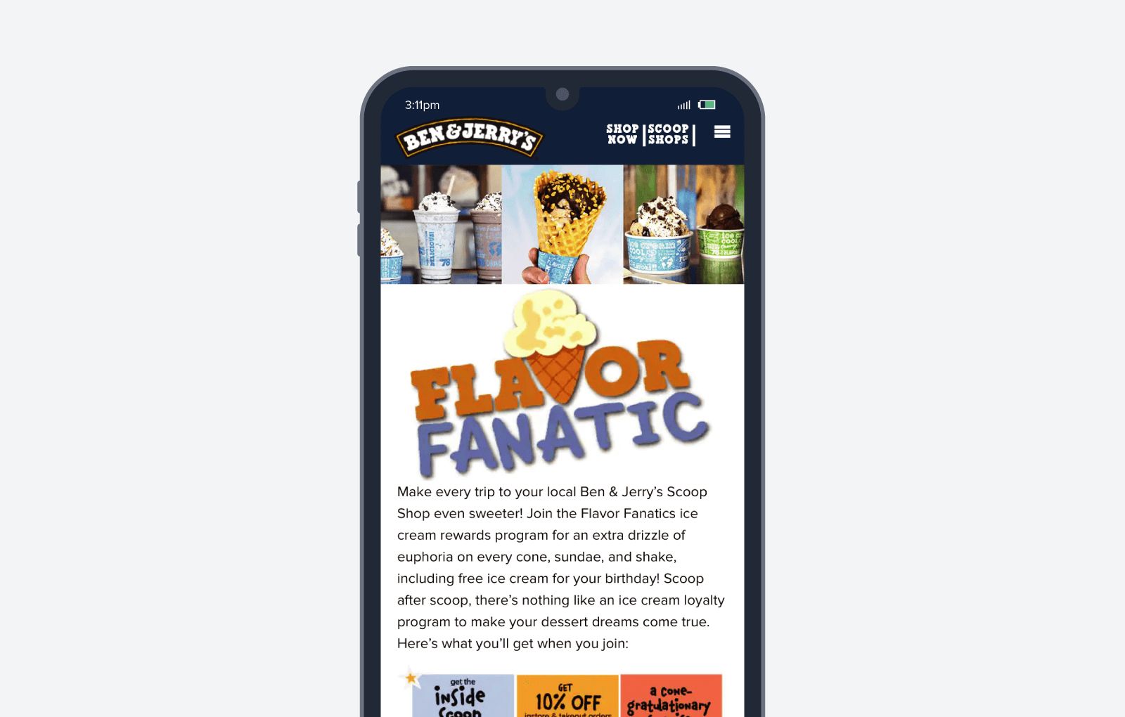 Ben & Jerry's: Flavor Fanatics 忠诚度计划截图