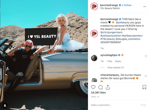 kampania marketingowa ysl na Instagramie