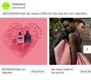 exemples d'annonces de vêtements facebook - valentino