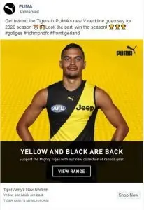 exemples d'annonces de vêtements facebook - puma
