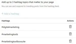 criar uma página da empresa - hashtags