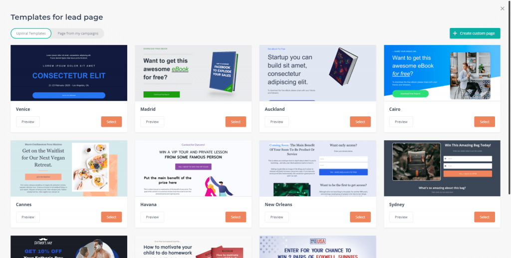 upviral-lead-page-templates