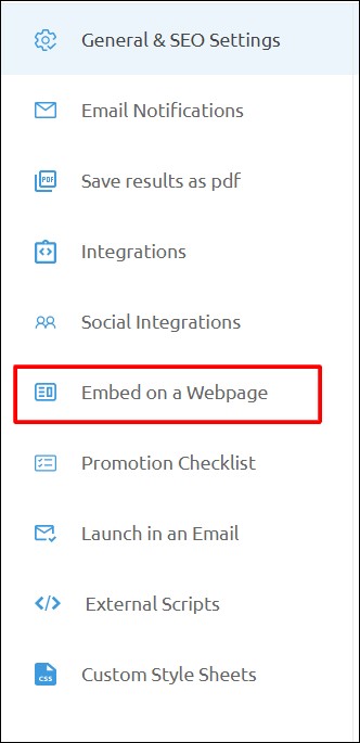 embed a quiz on your website