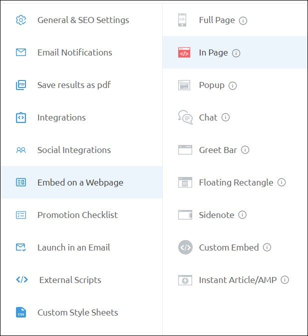 embed types on Outgrow