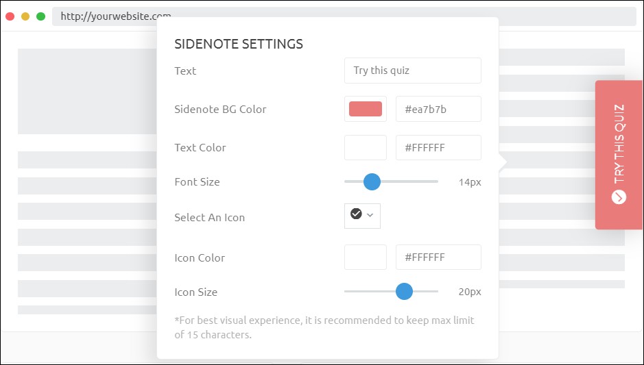 embed a quiz on your website- sidenote style