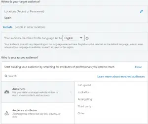 Erstellen Sie ein LinkedIn-Werbekonto - Zielgruppe
