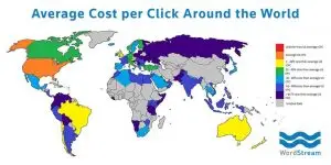 CPC moyen par pays - wordstream