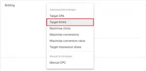 strategi penawaran iklan google target roas