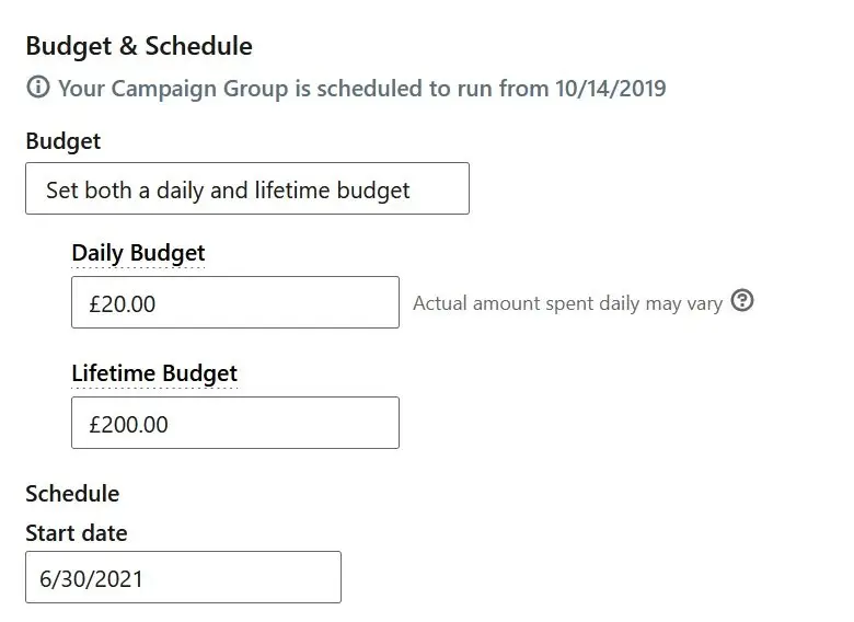 cara membuat iklan linkedin - anggaran dan jadwal