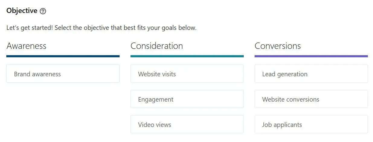 cara membuat iklan linkedin - tujuan kampanye