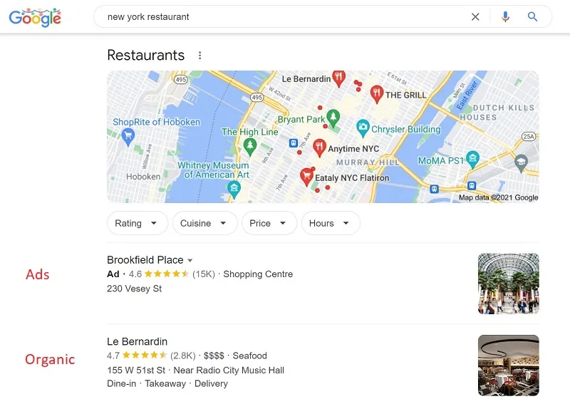 ristorante di New York - promuovi la tua attività con il profilo aziendale di Google